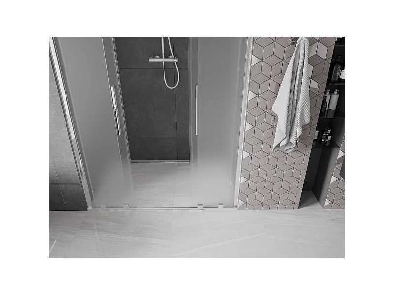 Mexen Velar Duo drsna tuš vrata 140 cm, mat, krom - 871-140-000-32-01
