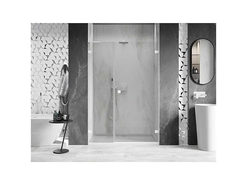 Mexen Lunar-B L drzwi prysznicowe uchylne prawe 120 cm, transparent, białe - 832SL-120-050-20-00-P