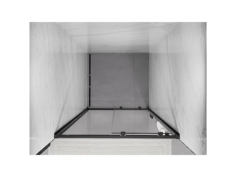 Mexen Exo skydedør brusevæg 125 cm, transparent, sort - 8151-125-000-70-00