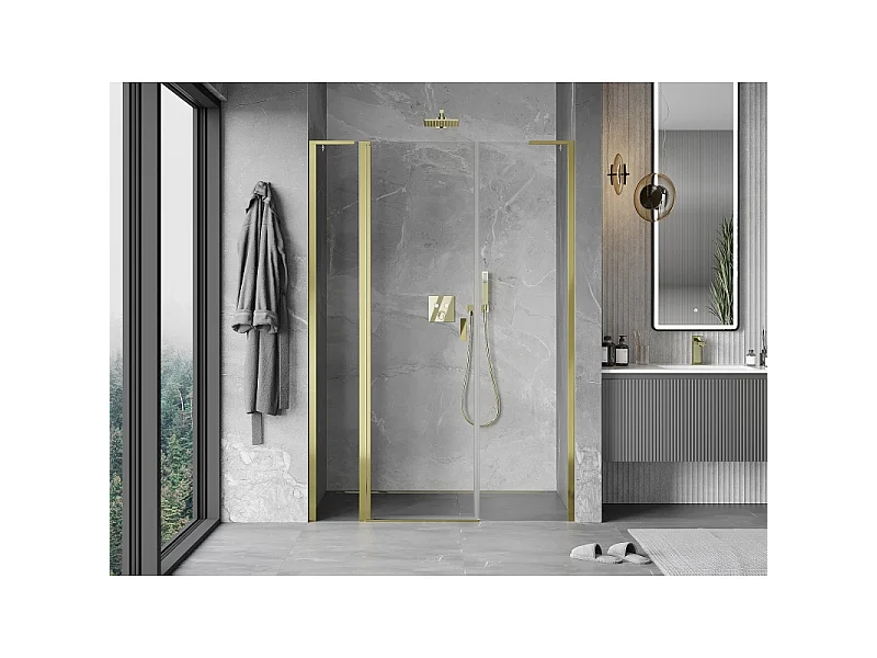 Mexen Mist L Duschdrehtür 160 cm, transparent, gold - 8A4L-160-001-50-00