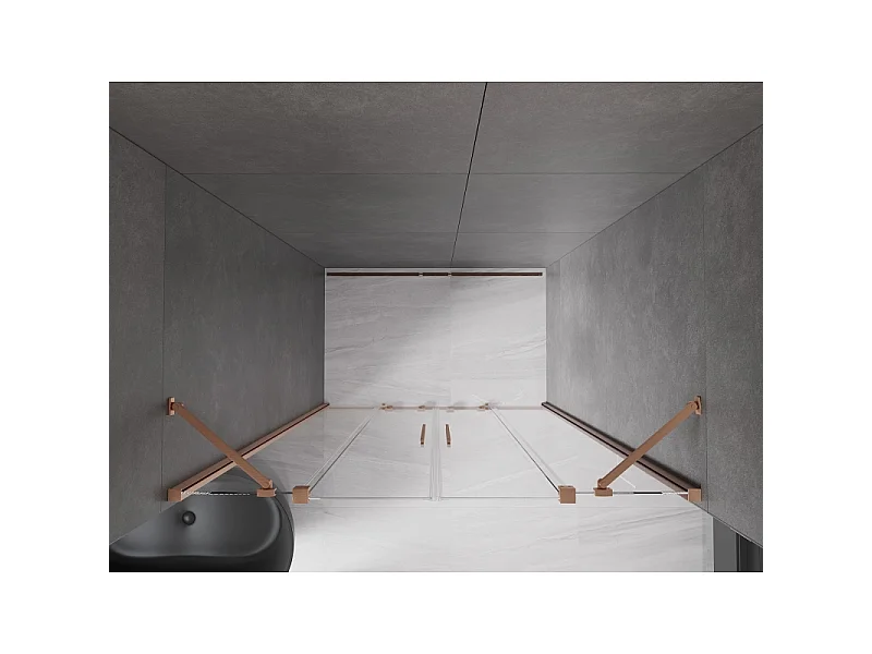Mexen Velar Duo schuifdeuren voor douche 140 cm, transparant, geborsteld koper - 871-140-000-02-65