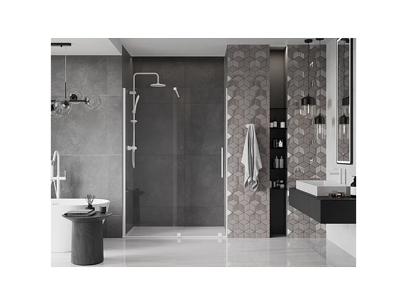Mexen Velar porte de douche coulissante 130 cm, transparent, blanc - 871-130-000-01-20