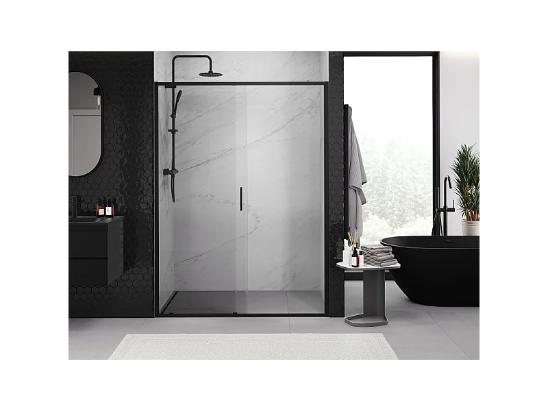 Mexen Exo schiebetür Dusche 190 cm, transparent, schwarz - 8151-190-000-70-00