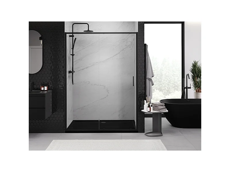Mexen Exo schiebetür Dusche 190 cm, transparent, schwarz - 8151-190-000-70-00