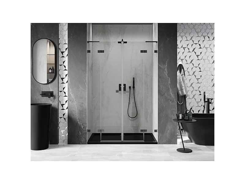 Mexen Lunar L Duo-Duschtüren, 140 cm, transparent, gebürstetes Gun Grey - 834DL-140-000-66-00