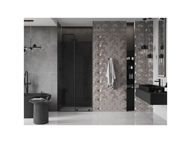 Mexen Velar drsna tuš vrata 110 cm, grafit, črna - 871-110-000-41-70