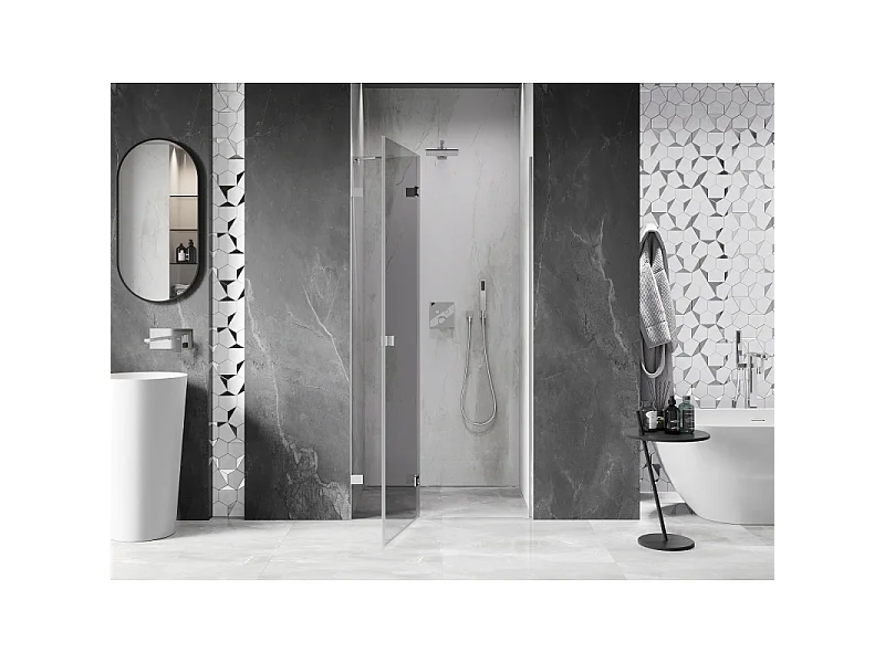 Mexen Lunar leva pregibna tuš vrata 85 cm, prosojna, krom - 834-085-000-01-00-L
