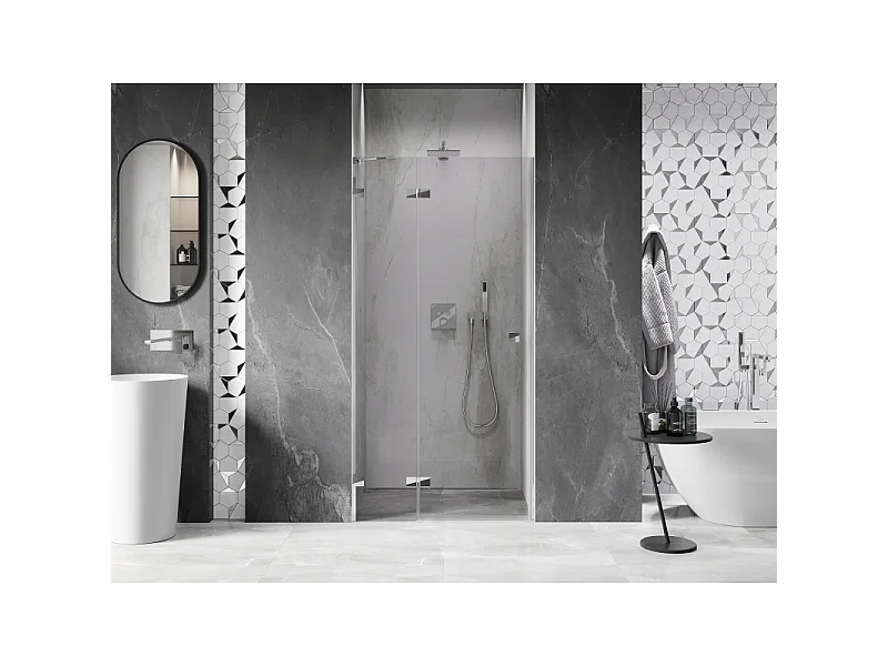 Mexen Lunar leva pregibna tuš vrata 85 cm, prosojna, krom - 834-085-000-01-00-L
