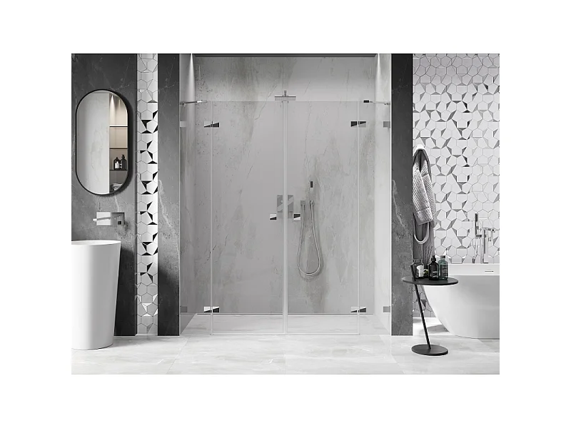 Mexen Lunar Duo draaideuren voor douche 170 cm, transparant, chroom - 834D-170-000-01-00