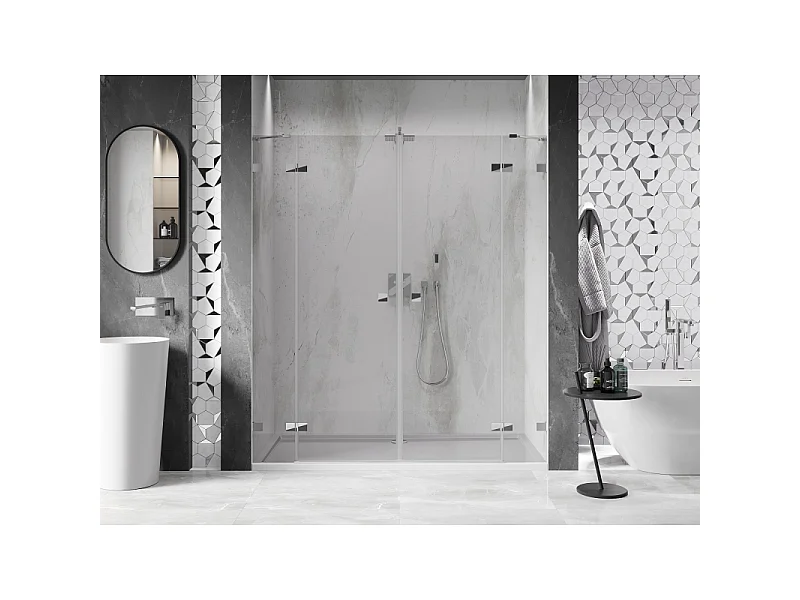 Mexen Lunar Duo draaideuren voor douche 170 cm, transparant, chroom - 834D-170-000-01-00