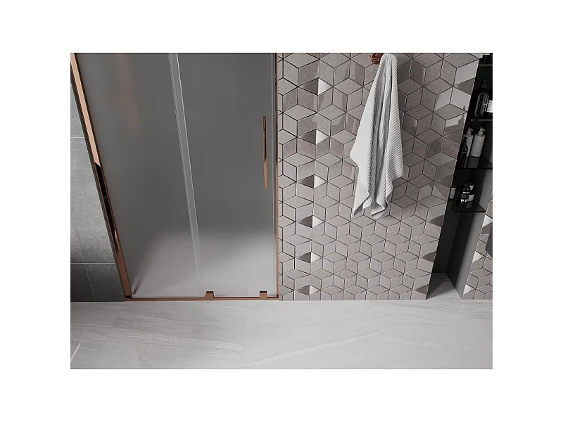 Mexen Velar Schiebetür-Duschabtrennung 120 cm, Mattglas, Roségold - 871-120-000-31-60