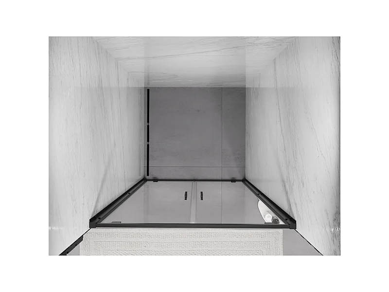 Mexen Exo dobbelt hængslede brusedøre 90 cm, transparent, sorte - 8182-090-000-70-00