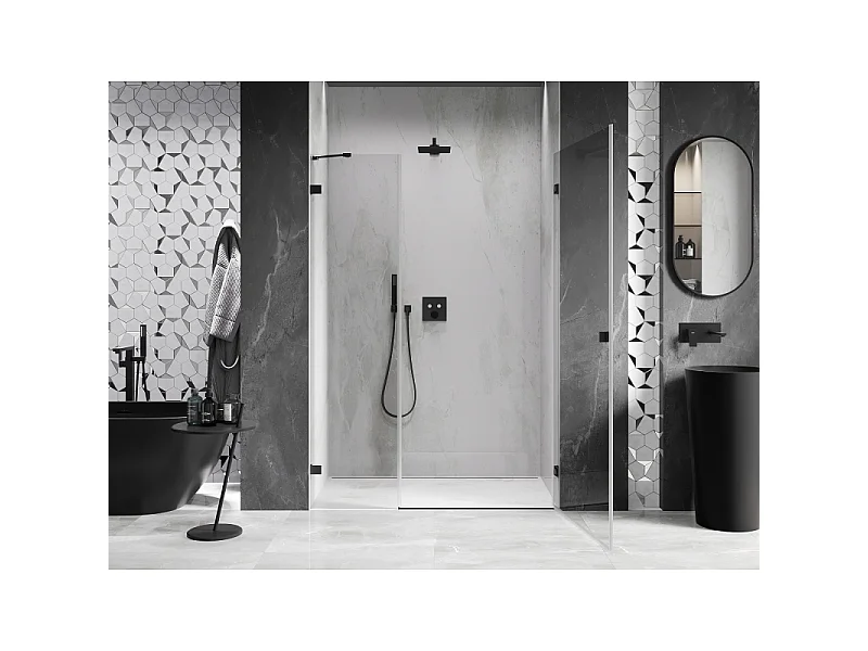 Mexen Lunar-B porte de douche battante droite 120 cm, transparent, noir - 832S-120-050-70-00-P