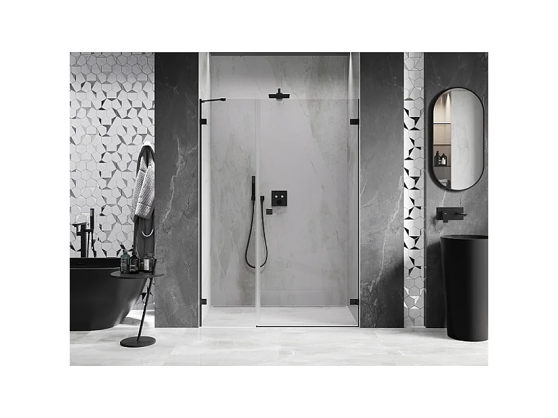 Mexen Lunar-B porte de douche battante droite 120 cm, transparent, noir - 832S-120-050-70-00-P