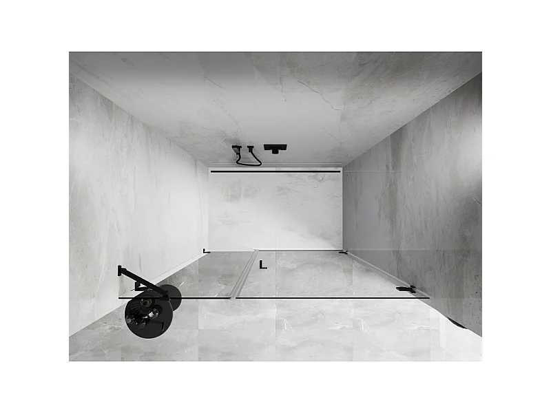 Mexen Lunar-B porte de douche battante droite 120 cm, transparent, noir - 832S-120-050-70-00-P