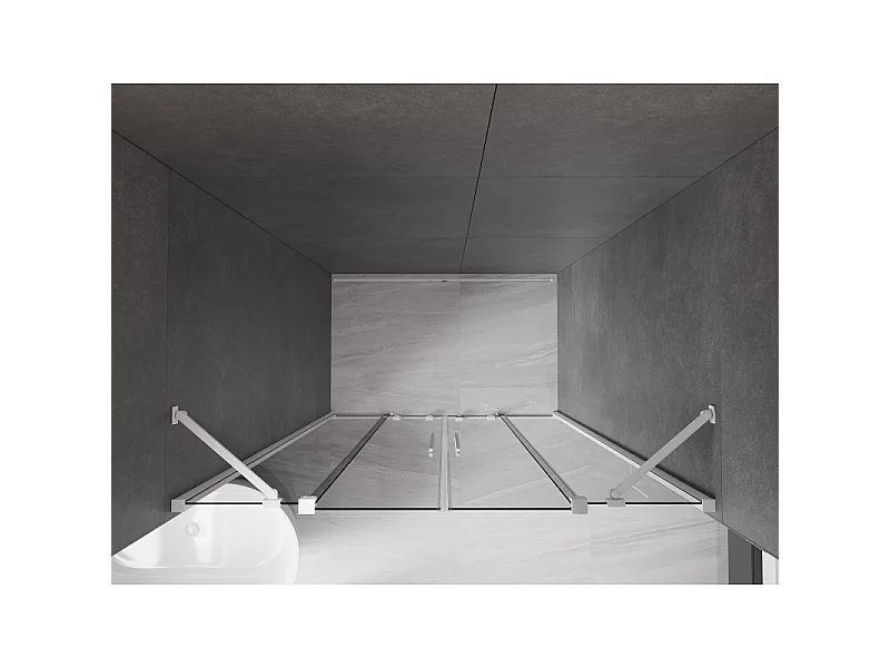 Mexen Velar Duo puertas de ducha correderas 150 cm, grafito, blanco - 871-150-000-42-20