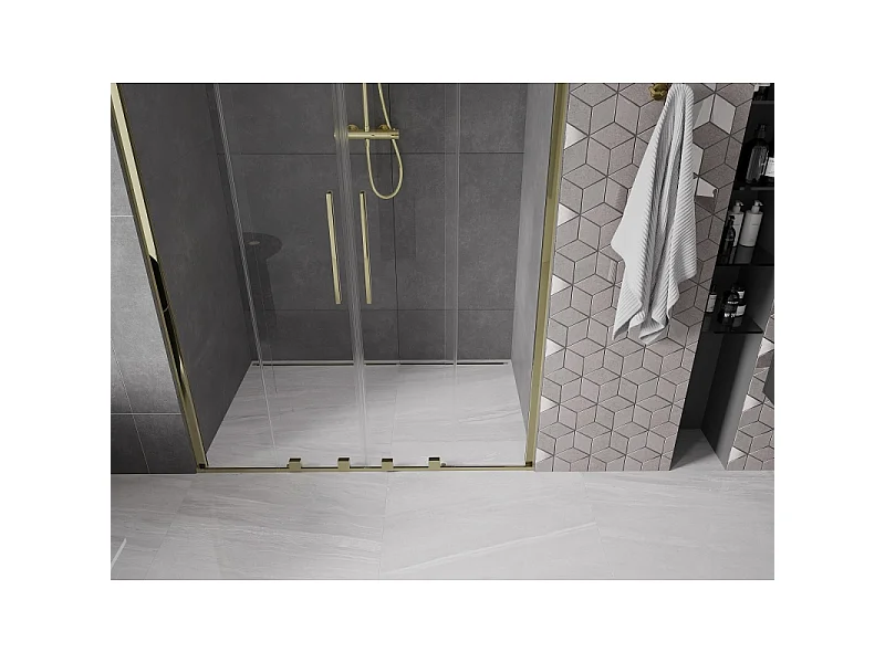 Mexen Velar Duo schuifbare douchedeuren 150 cm, transparant, goud - 871-150-000-02-50