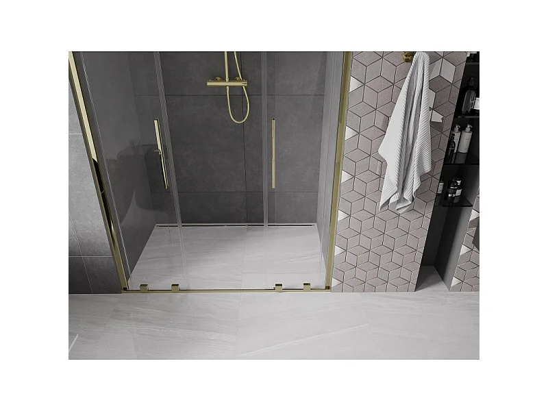 Mexen Velar Duo schuifbare douchedeuren 150 cm, transparant, goud - 871-150-000-02-50