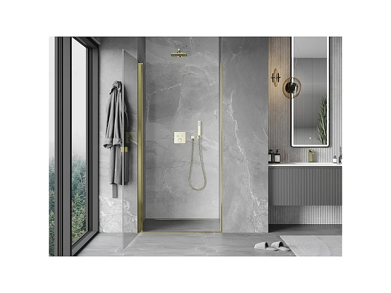 Mexen Mist-B draaideur douchedeur 85 cm, transparant, goud - 8A2-085-000-50-00