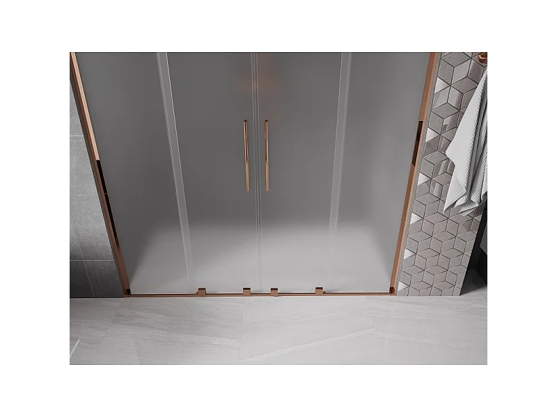 Mexen Velar L Duo Schiebeduschtür 200 cm, satiniert, Roségold - 871-200-003-32-60