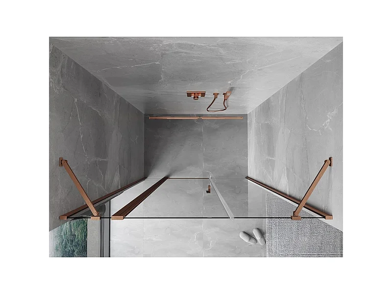 Mexen Mist shower doors hinged 125 cm, transparent, brushed copper - 8A4-125-001-65-00