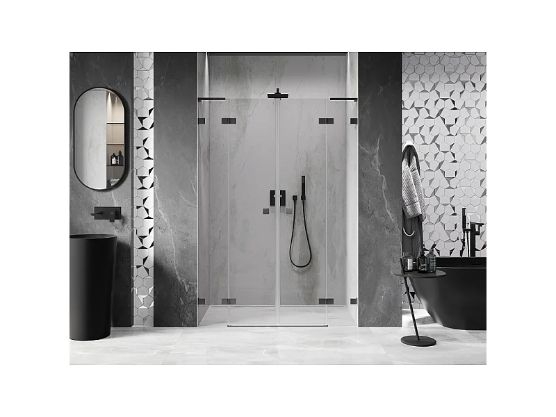 Mexen Lunar L Duo nihajna tuš vrata 160 cm, prozorna, gun metal - 834DL-160-000-95-00