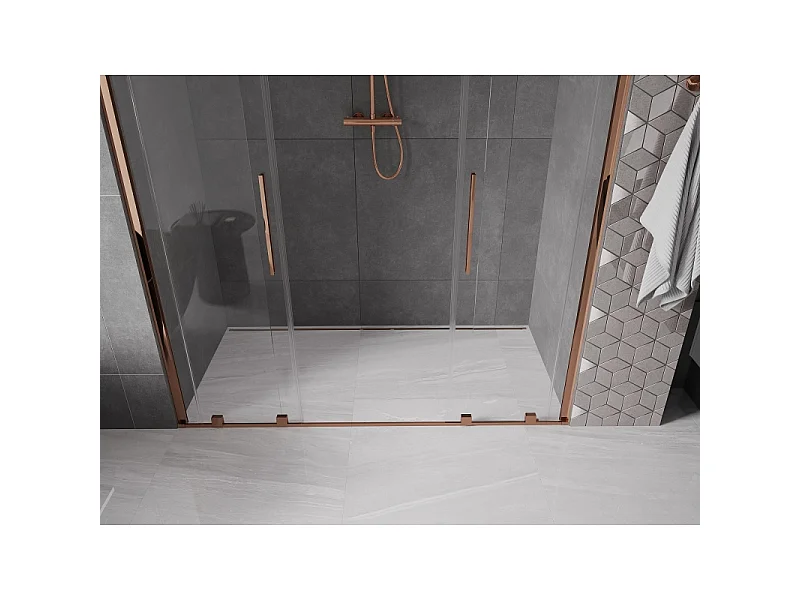 Mexen Velar Duo Schiebetüren für die Dusche 170 cm, transparent, Roségold - 871-170-000-02-60
