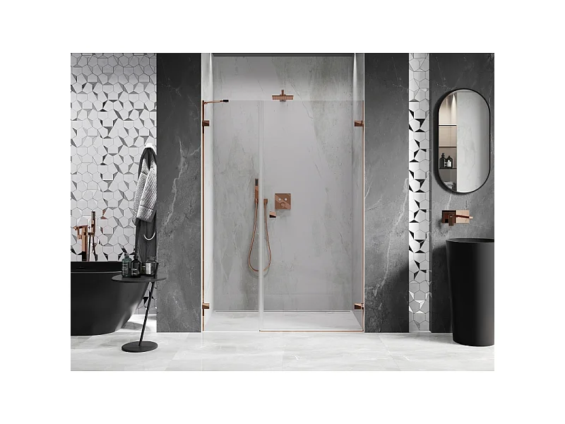 Mexen Lunar-B Duschabtrennung rechts öffnend 140 cm, transparent, Roségold - 832S-140-050-60-00-P