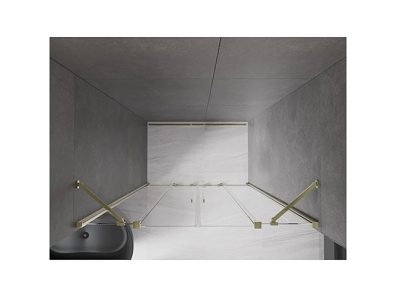 Mexen Velar Duo drzwi prysznicowe rozsuwane 160 cm, transparent, złote - 871-160-000-02-50