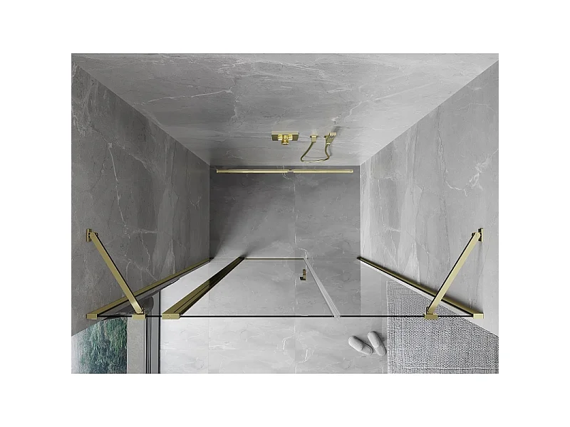 Mexen Mist Duschpendeltür 140 cm, transparent, gold - 8A4-140-001-50-00
