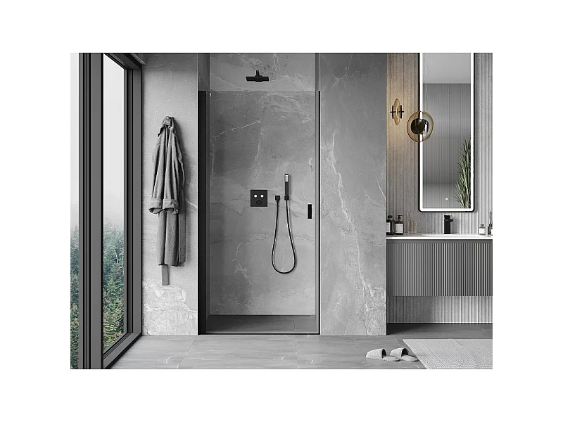 Mexen Mist-B Duschdrehtür 65 cm, transparent, schwarz - 8A2-065-000-70-00
