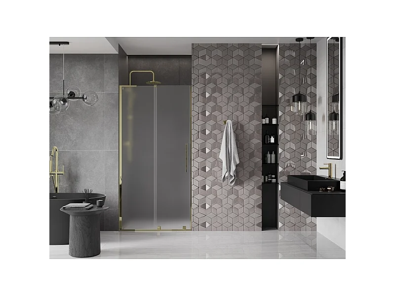 Mexen Velar L drsna tuš vrata 90 cm, mraz, zlata - 871-090-003-31-50