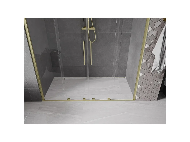 Mexen Velar Porte de douche coulissante duo 200 cm, transparent, or brossé - 871-200-000-02-55