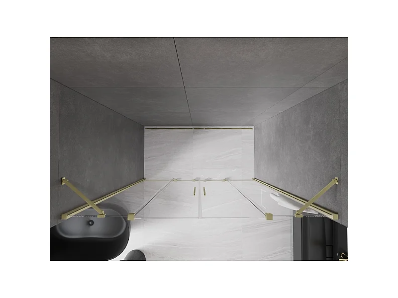 Mexen Velar Porte de douche coulissante duo 200 cm, transparent, or brossé - 871-200-000-02-55