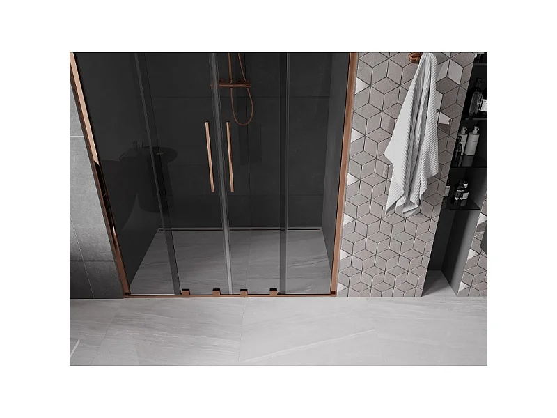 Mexen Velar Duo porte de douche coulissante 140 cm, graphite, or rose - 871-140-000-42-60