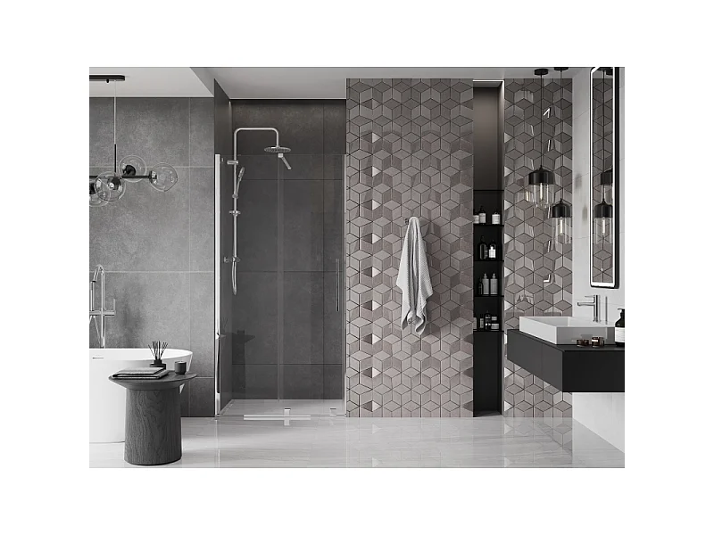 Mexen Velar drsna tuš vrata 90 cm, prosojna, krom - 871-090-000-01-01