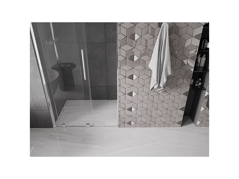 Mexen Velar drsna tuš vrata 90 cm, prosojna, krom - 871-090-000-01-01