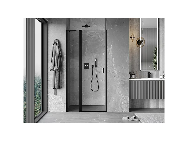 Mexen Mist L svingdøre til brusebad 105 cm, transparent, sort - 8A4L-105-000-70-00