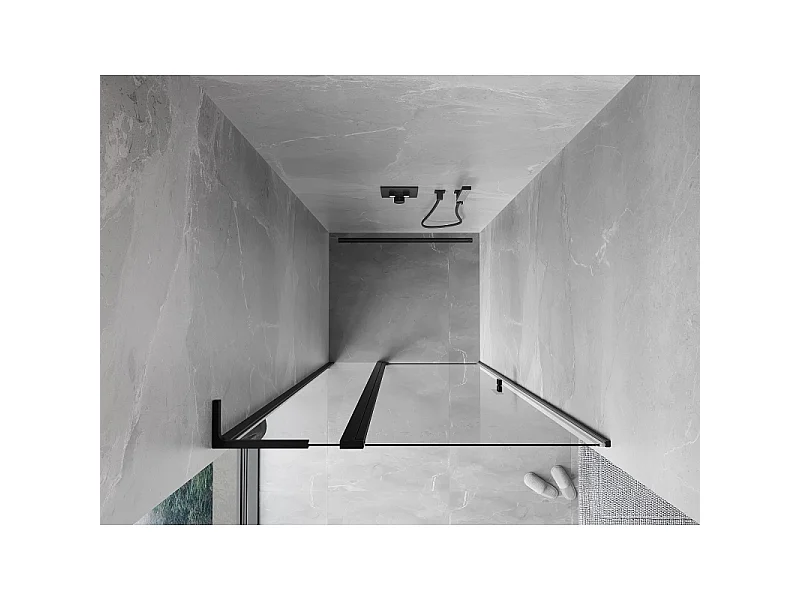 Mexen Mist L svingdøre til brusebad 105 cm, transparent, sort - 8A4L-105-000-70-00