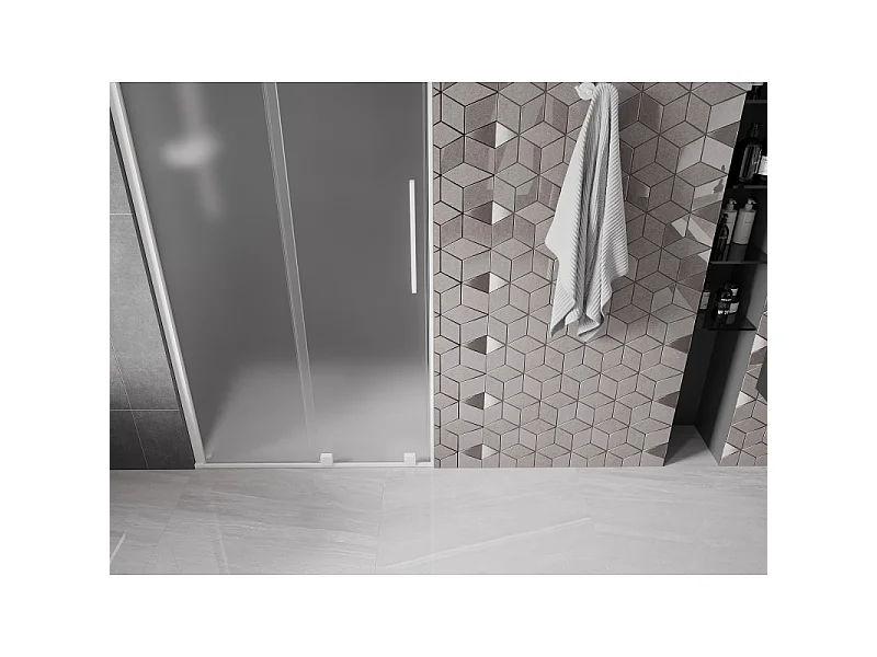 Mexen Velar drsna tuš vrata 120 cm, mat, bela - 871-120-000-31-20