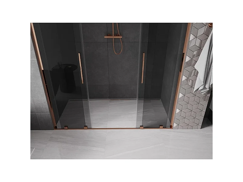 Mexen Velar L Duo Duschschiebetür 170 cm, Graphit, Roségold - 871-170-003-42-60