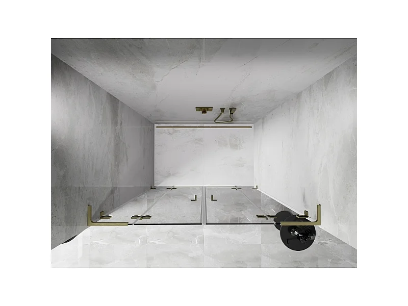 Mexen Lunar L Duo brusedør, karrusel, 160 cm, transparent, børstet guld - 834DL-160-000-55-00