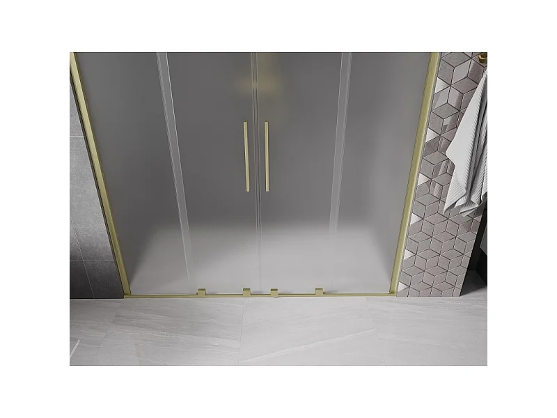 Mexen Velar Duo puertas de ducha correderas 170 cm, escarchado, acabado dorado cepillado - 871-170-000-32-55