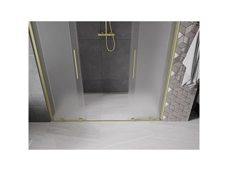 Mexen Velar Duo puertas de ducha correderas 170 cm, escarchado, acabado dorado cepillado - 871-170-000-32-55