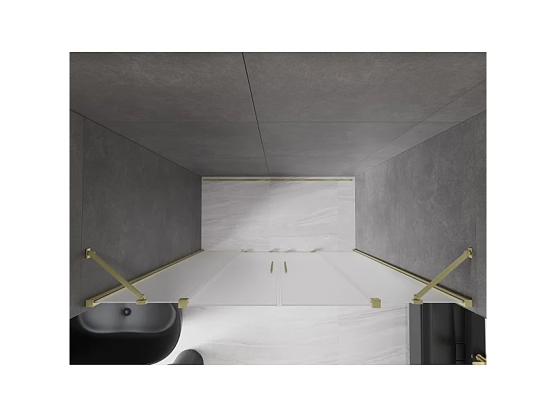 Mexen Velar Duo puertas de ducha correderas 170 cm, escarchado, acabado dorado cepillado - 871-170-000-32-55