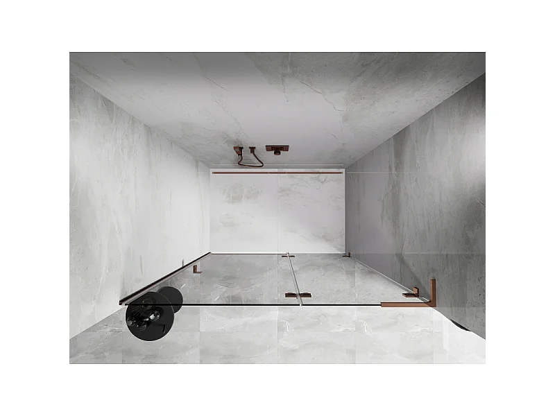 Mexen Lunar L rechte Duschtür, 140 cm, transparent, Roségold - 834L-140-000-60-00-P