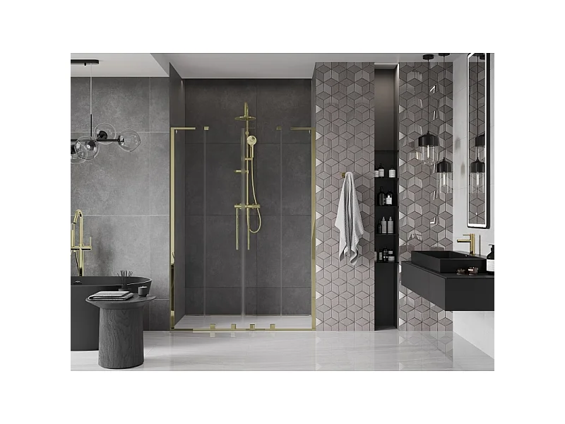 Mexen Velar L Duo porte de douche coulissante 140 cm, transparent, doré - 871-140-003-02-50