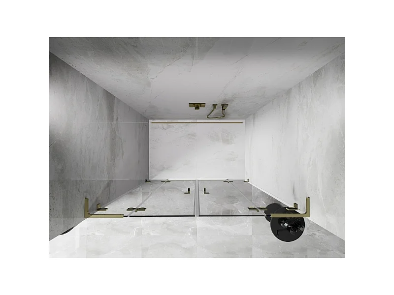 Mexen Lunar L Duo drzwi prysznicowe uchylne 140 cm, transparent, złote - 834DL-140-000-50-00