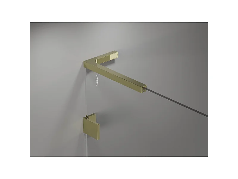 Mexen Lunar L Duo drzwi prysznicowe uchylne 140 cm, transparent, złote - 834DL-140-000-50-00