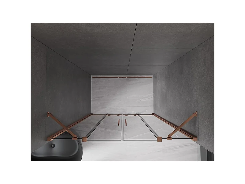 Mexen Velar Duo portes de douche coulissantes 150 cm, graphite, or rose - 871-150-000-42-60